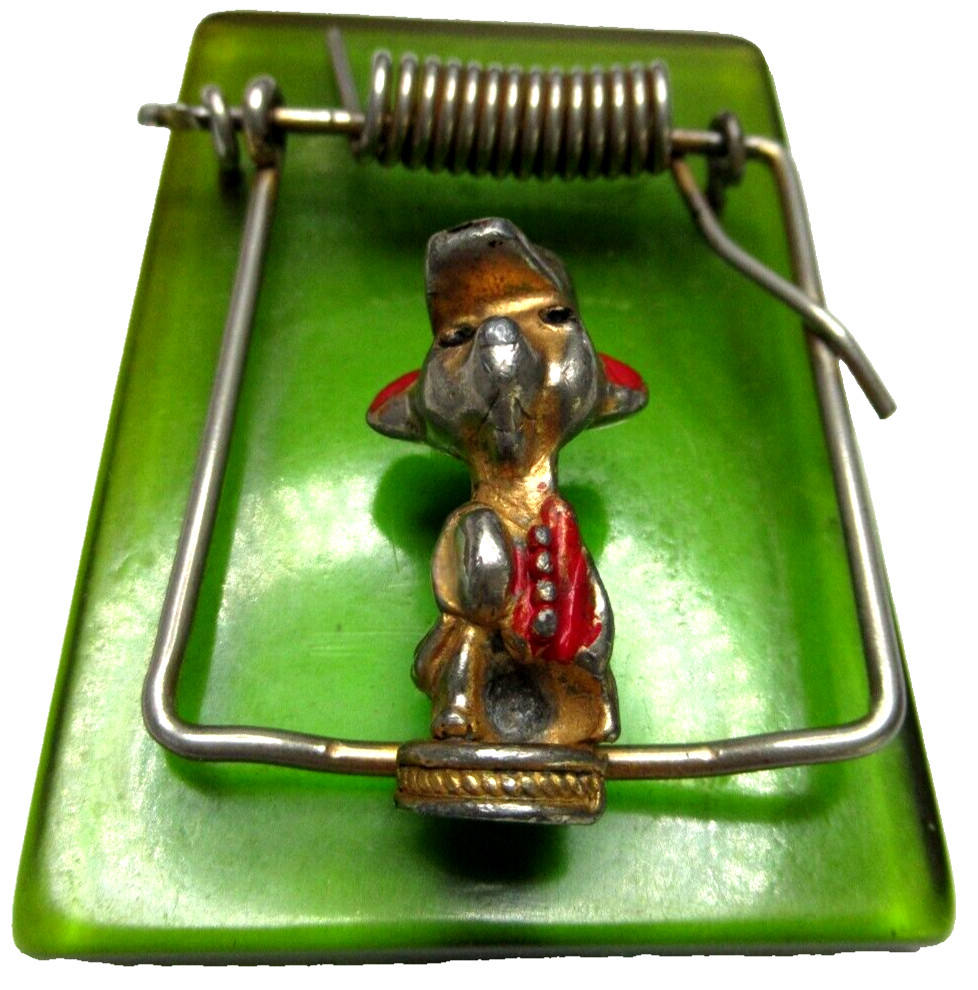 BAKELITE Green Mouse Trap Paper Clip Holder Pendant?