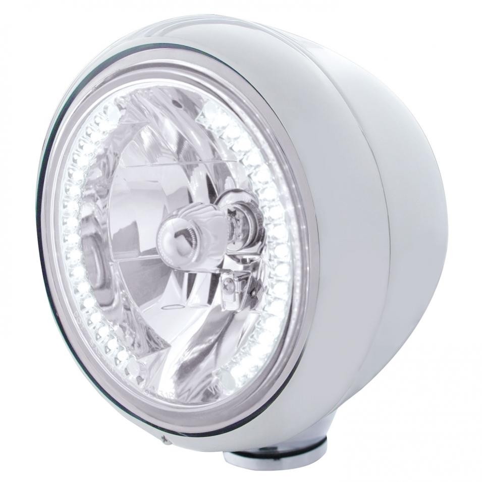 Stainless Guide Headlight H4 Bulb w/ 34 White LED