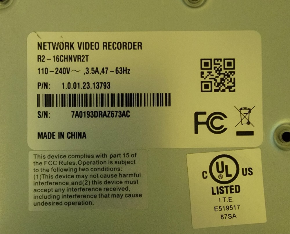 Capture R2-16CHBVR2T 16CH NVR