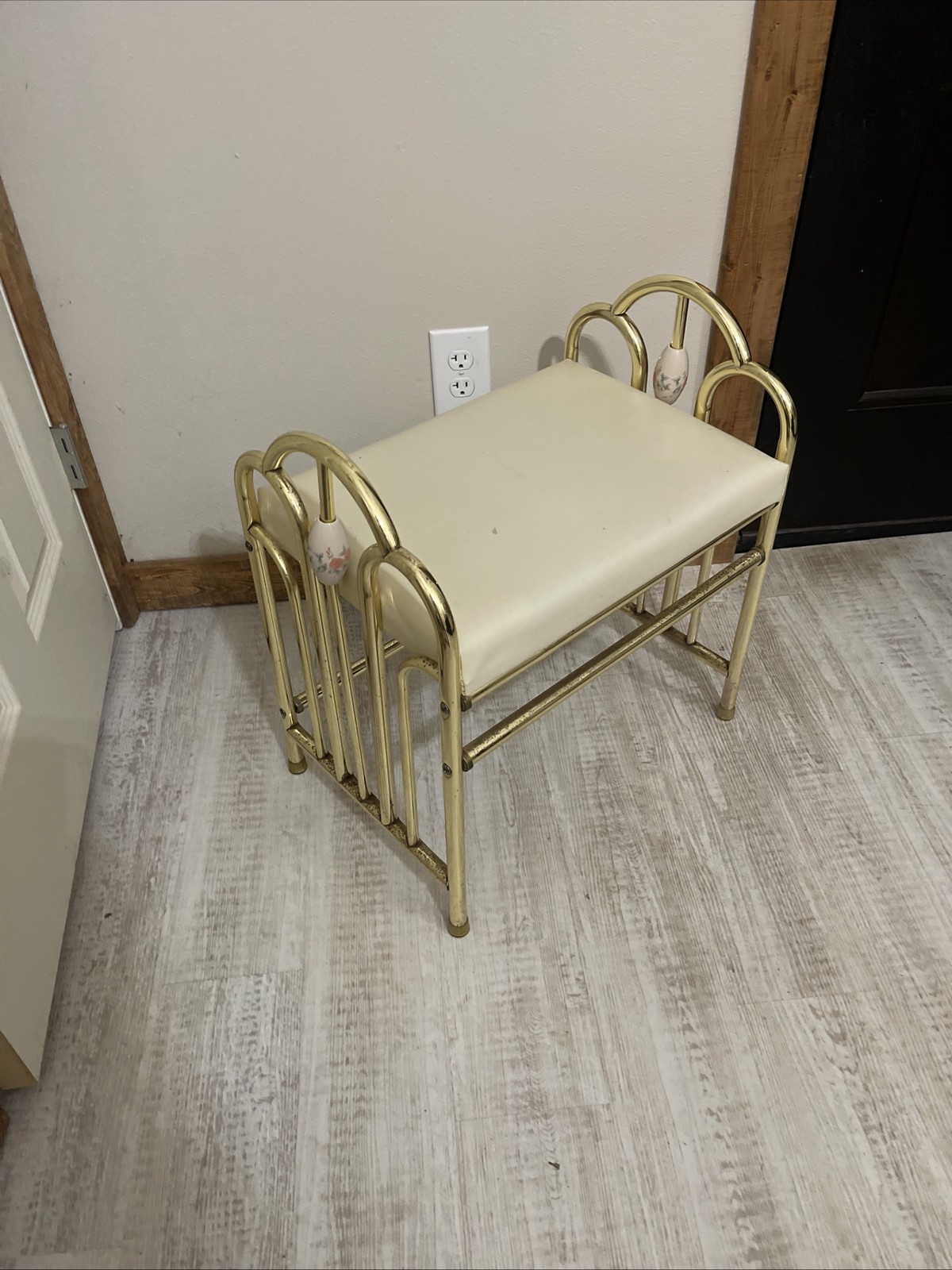 Vintage 1980s Rosalco Hollywood Regency Style Vanity Chair/Bench/Stool Commodore