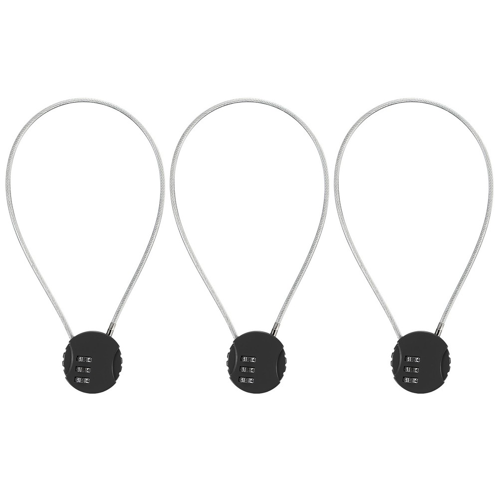 3 Pack Combination Locks, 3 Digit Outdoor Code Padlock (Black, 14.9-Inch)