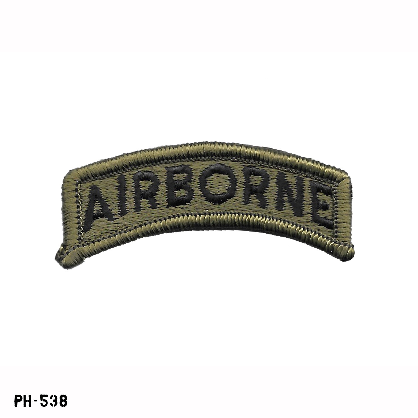 "AIRBORNE" Rocker Tab Patch ~ Subdued ~ OD & Black ~ US Army ~ NOS ~ NEW