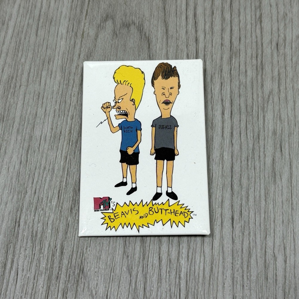 Beavis and Butt-head MTV 1993 Button Pin 3" Rectangle