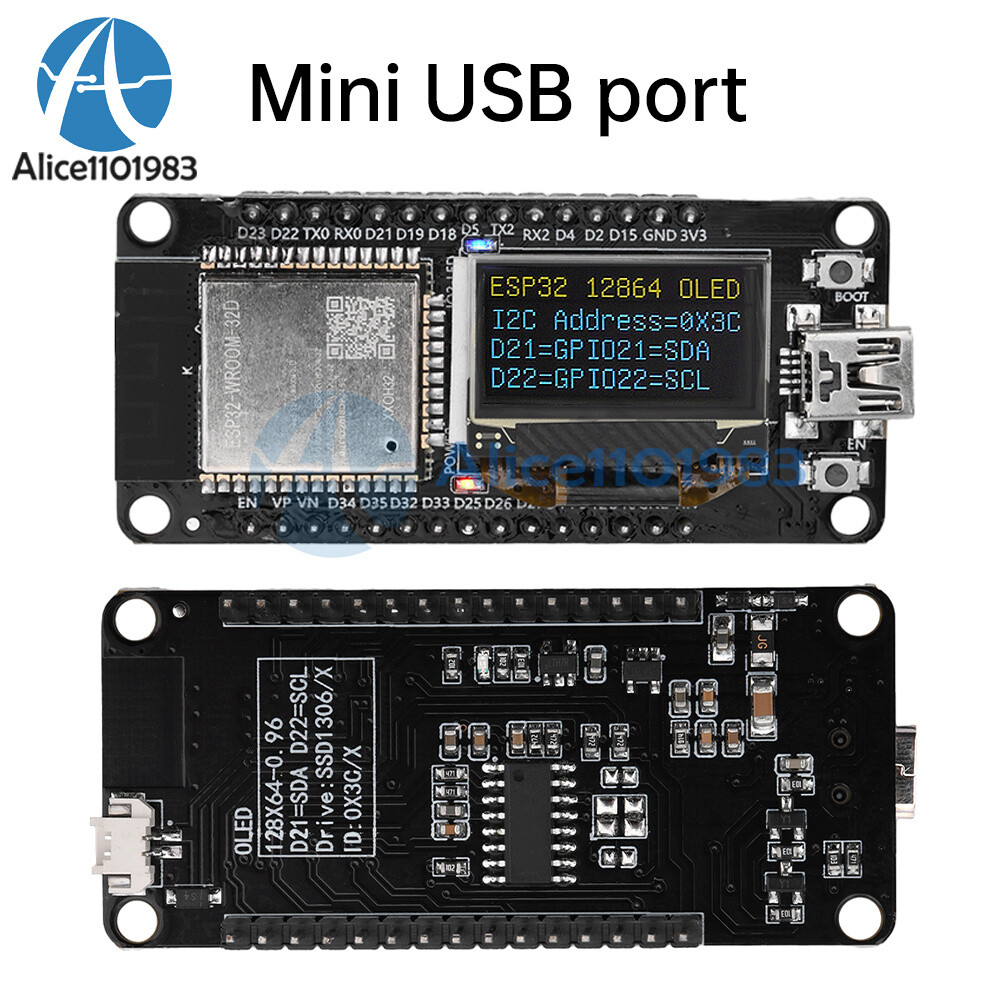 0.96" ESP32 ESP-WROOM-32D WIFI Bluetooth Development Board OLED CH340C Module