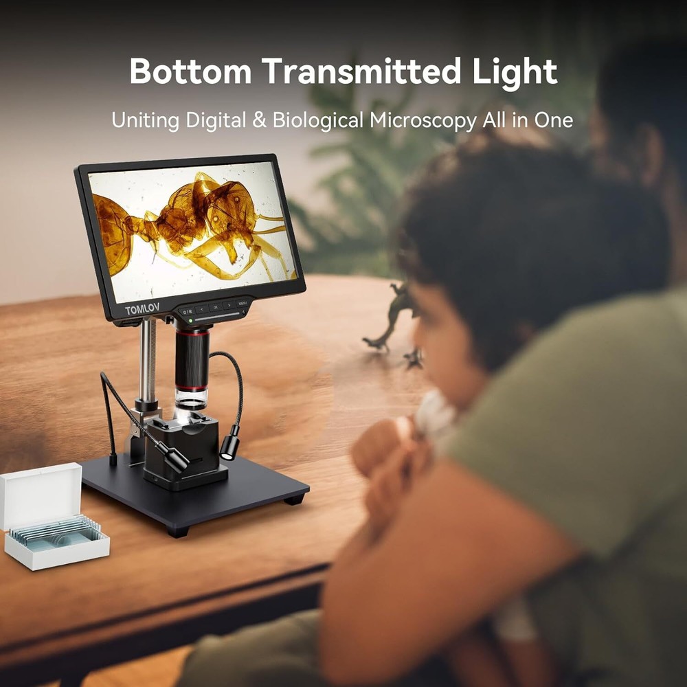 TOMLOV DM202 Max Digital Microscope 1500x HDMI Soldering Microscope 10.1"Screen
