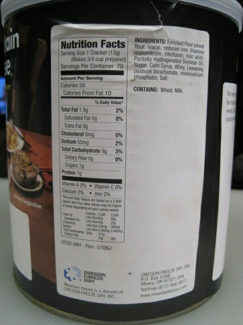 Mountain House Pilot Bread Crackers 2033 Expiration Date
