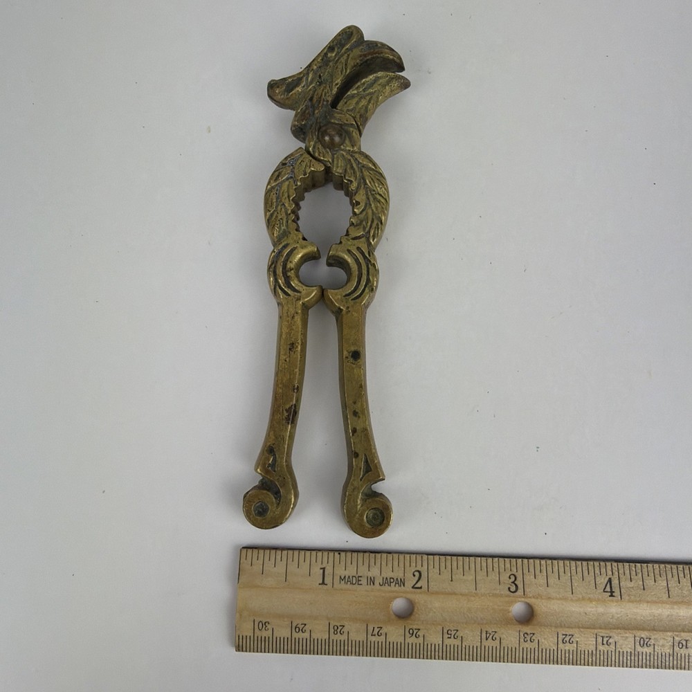 Vintage Solid Brass Nutcracker Eagle Bird Head Ornate Figural Metal Decor 5.75"