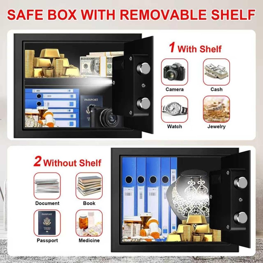 1.2 Cubic Feet Small Fire Safe Box for Home, Fireproof Lock Box, Security Mon...
