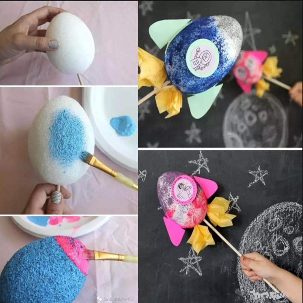 18-Pack 4 Inches Easter Craft Foam Eggs, White Polystyrene Foam Eggs, Use for Ea