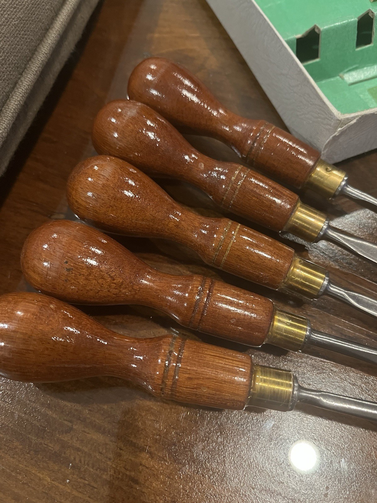 Marples Vintage Carving Chisels Box Bottom Only, Used Set