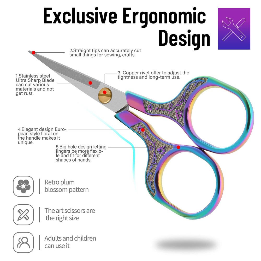 Small sharp scissors-5 Inch Precision Scissors-2 pack,razor Sharp Blade Shear...