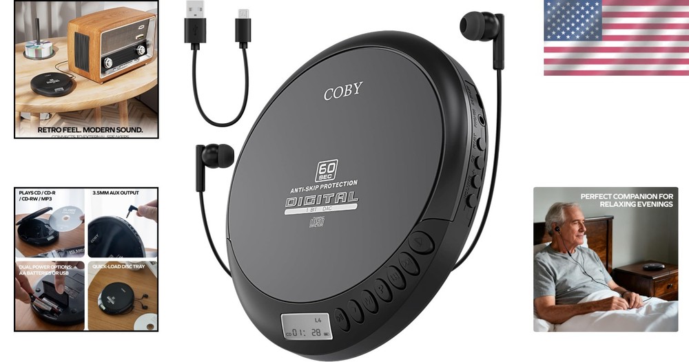 Lightweight Walkman-Style CD Player - Anti-Skip Protection