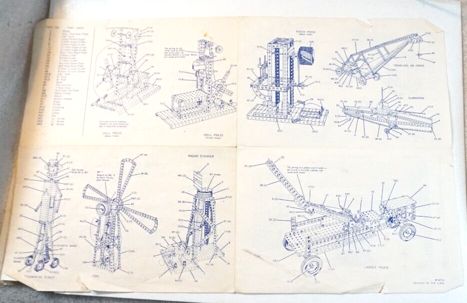 Gilbert Erector 4 Page Booklet Model Building Using DC3 Motor
