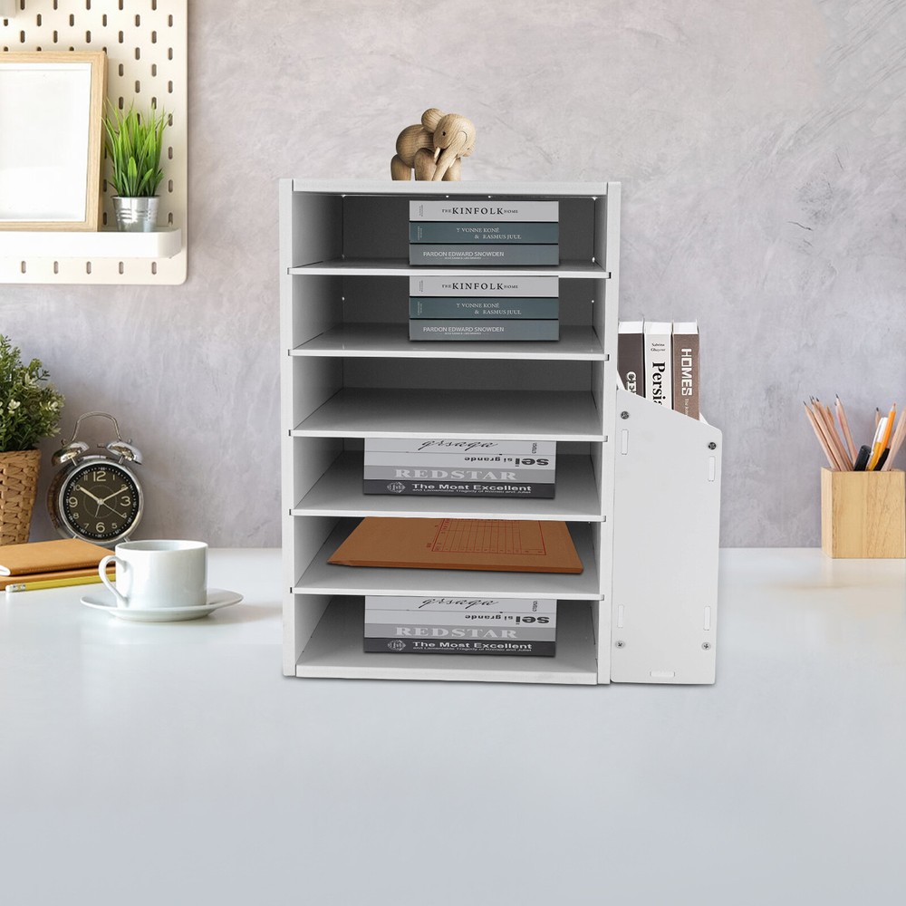 File Organizer PVC Board Letter Desktop Document Folder Office Tray Holder 6Tier