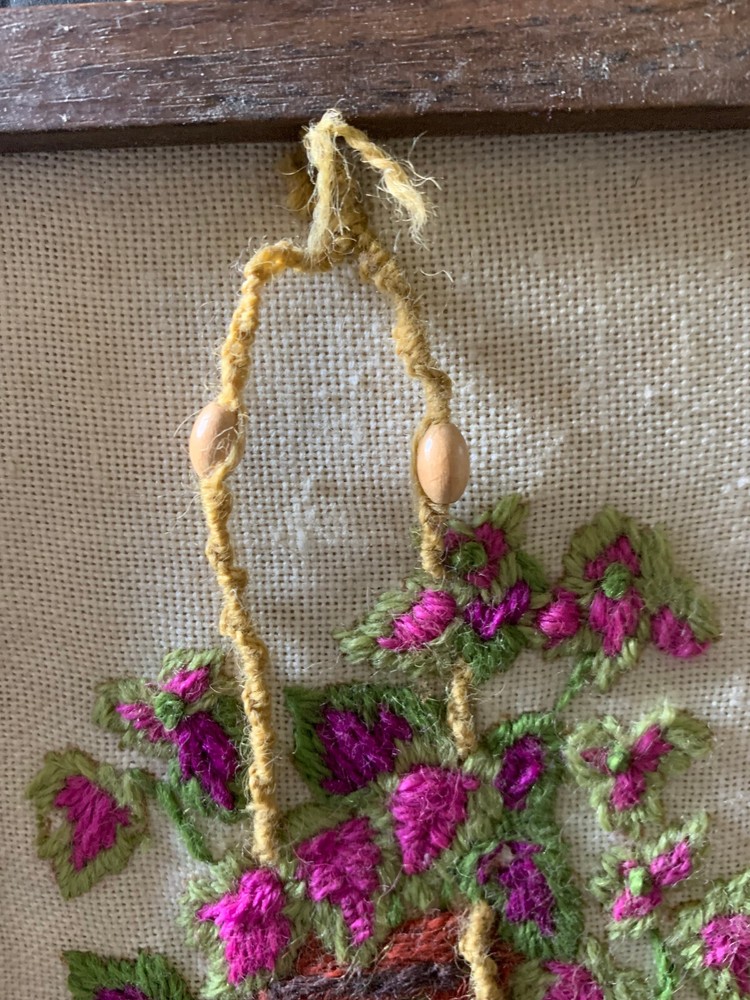 Sunset Crewel Embroidery Framed Artwork Coleus