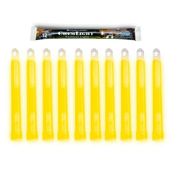 Cyalume 6" Tactical ChemLight - YELLOW, 12 Hour (10 Pack)