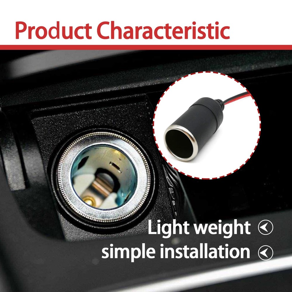 12V 24V Car Cigarette Lighter Socket Female Adapter Power Cable Plug