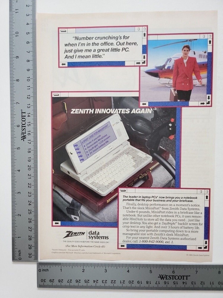 Zenith Data Systems Pda Pc Computer Vintage Print Advertisement