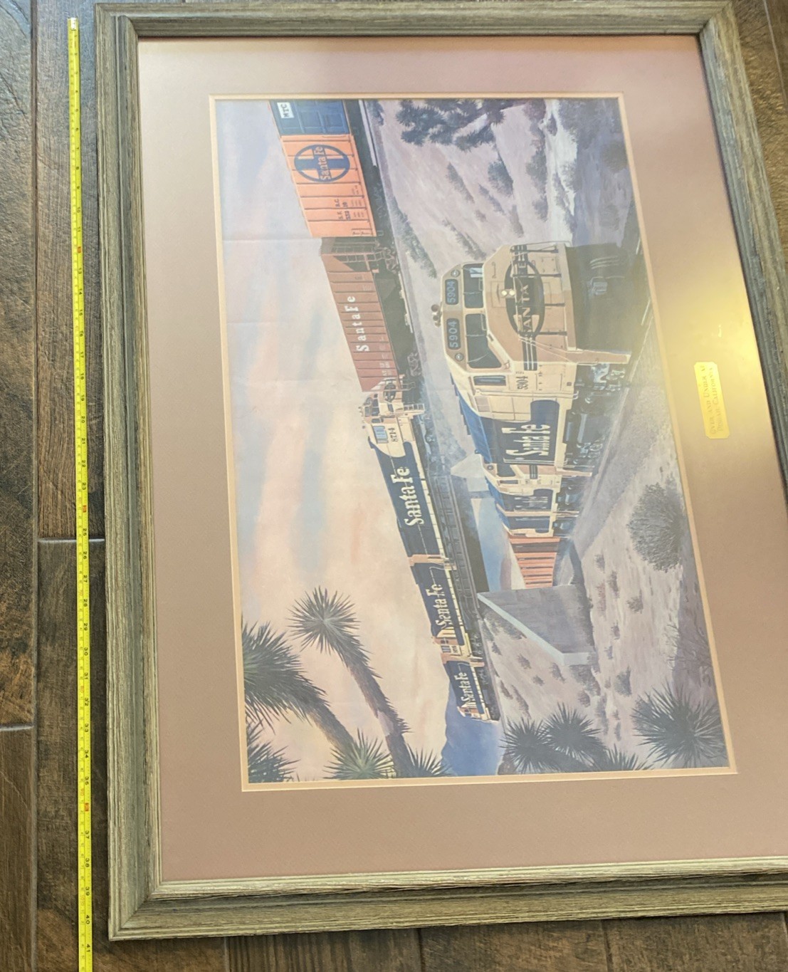 VINTAGE SANTA FE TRAINS ADVERTISEMENT LARGE FRAMED PRINT FOGG 41”x31”