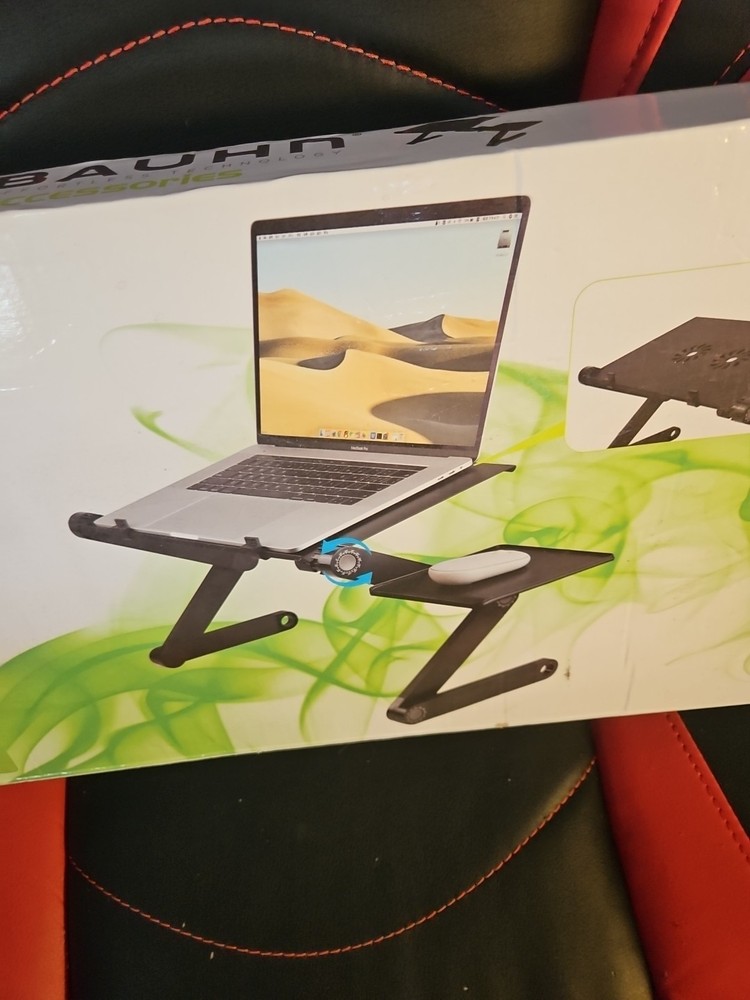 Laptop Table Stand Adjustable Riser: Portable with Mouse Pad Fully Ergonomic