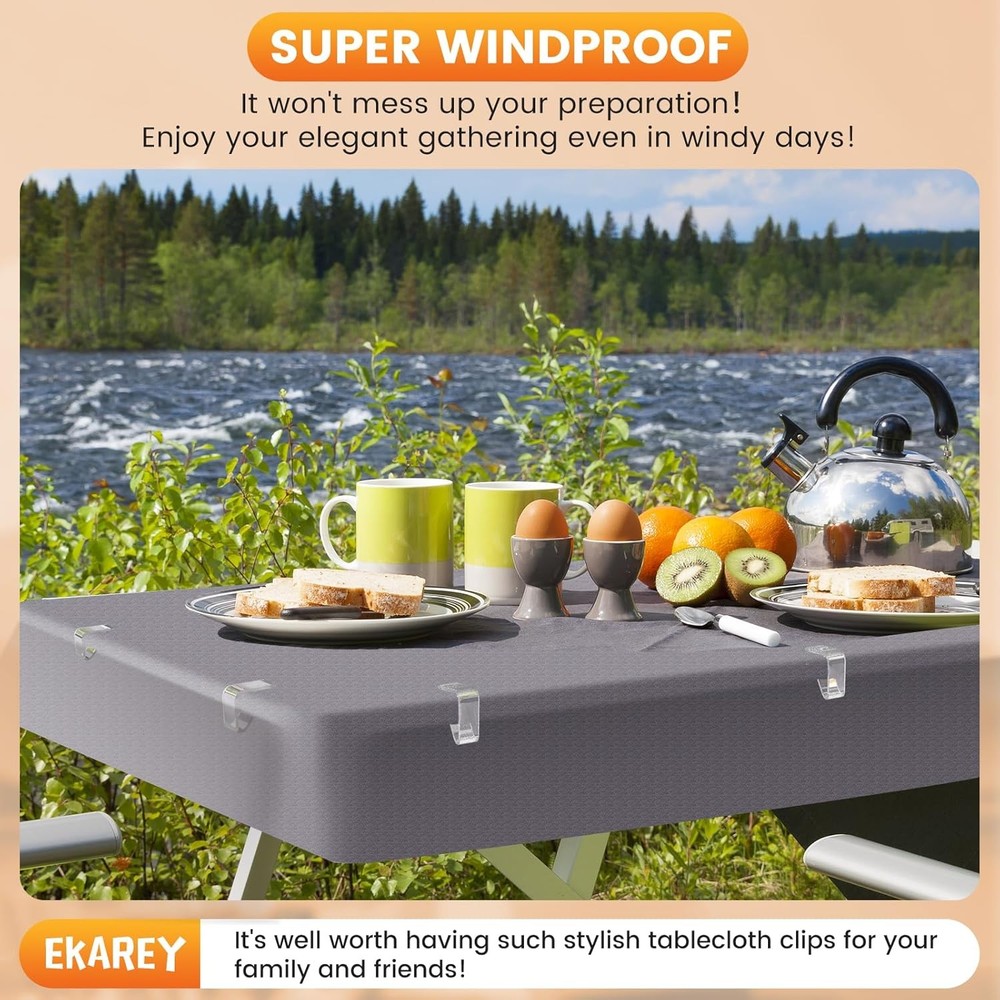 36 Pieces Clear Tablecloth Clips, Durable Plastic Table Cover Holders, Windproof