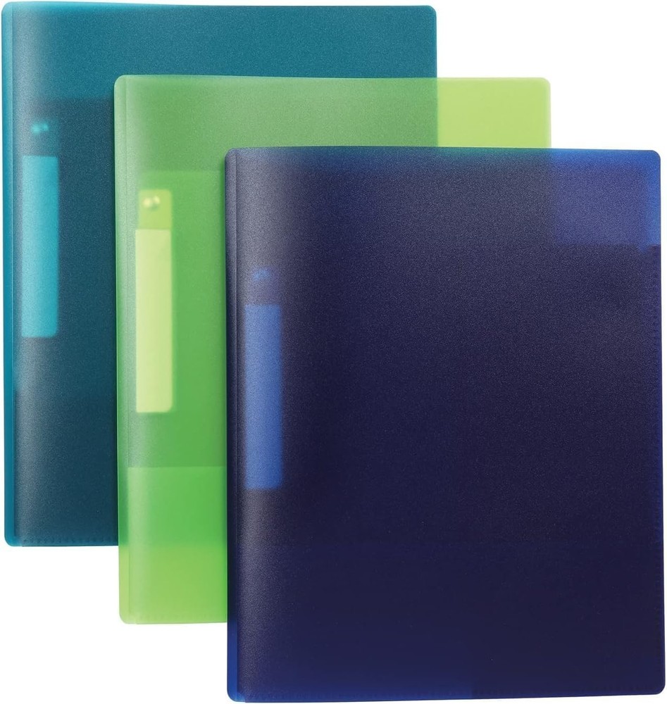 Report Cover 3 Pack Swing Clip 2 Pockets Panel Sticky Note Reminders Assorted