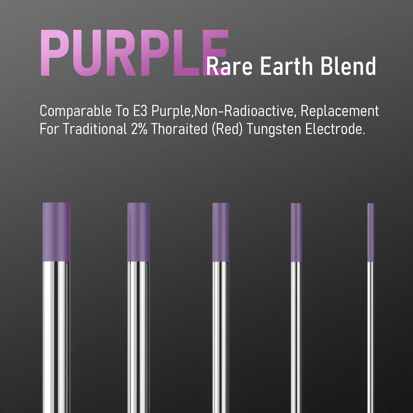 10pk TIG Weld Tungsten Electrode, NonRadioactive Comparable to E3 Purple