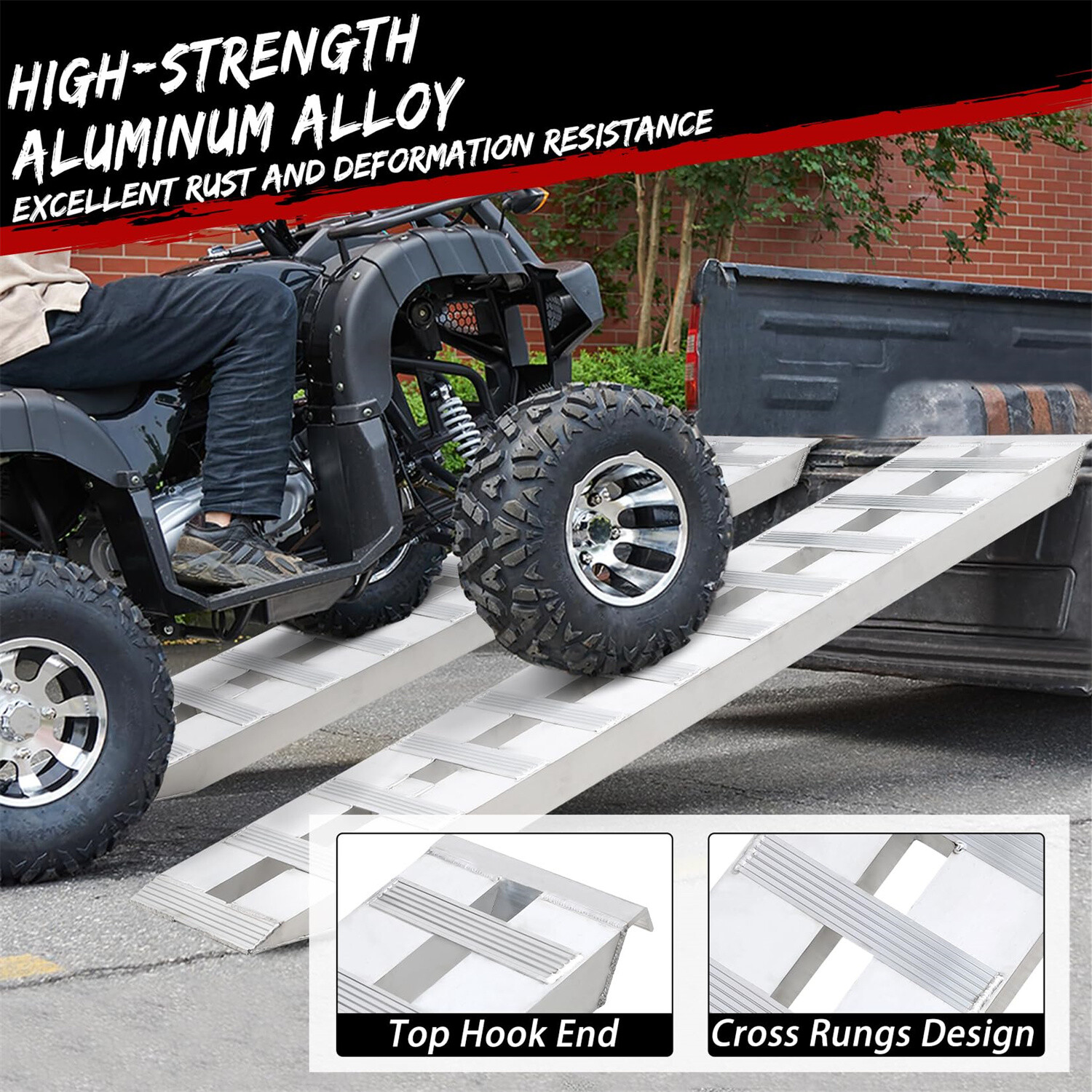 ✔️2PCS Aluminum Trailer Ramps Heavy-Duty Aluminum Loading Ramps 60"x12" 6000 Lbs
