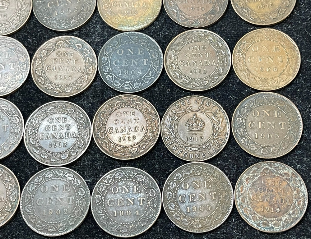 Assorted 1902-1920 Canada Large Cent 35 Coins Lot High Value