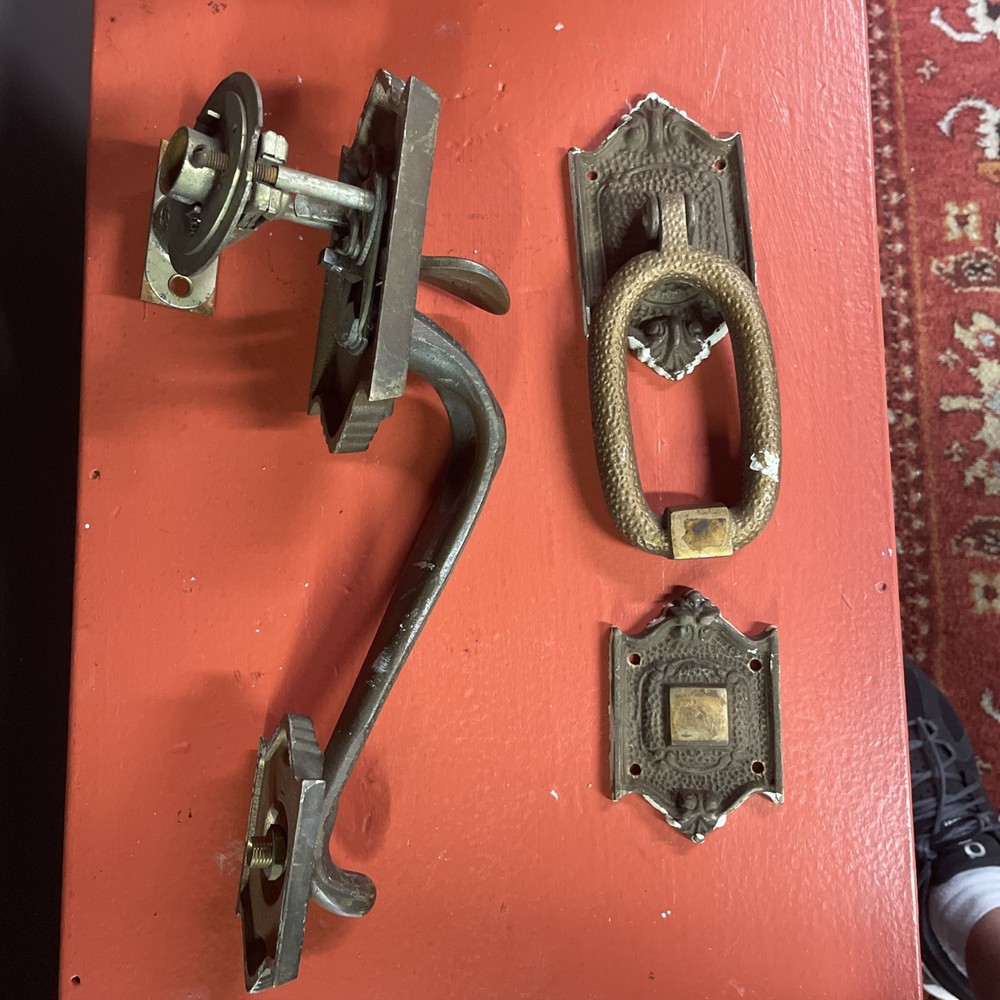 Matching Ornate Antique Door Handle & Knocker