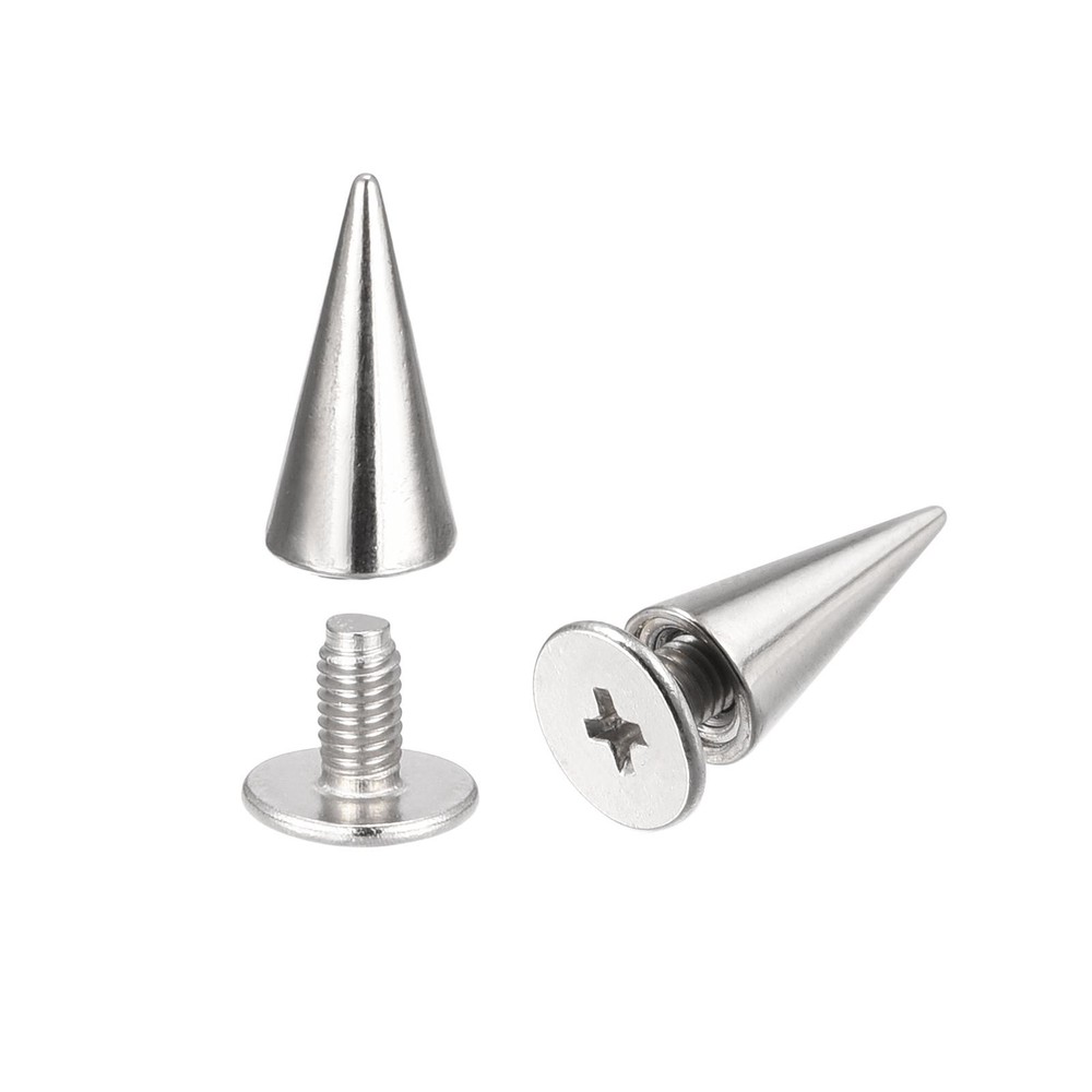 6x12mm Screw Back Rivets, 20 Sets Solid Leather Studs for DIY Silver Tone