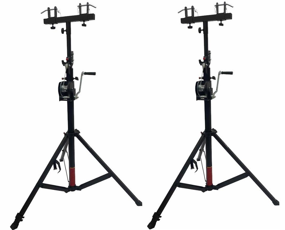 Two (2)xTRUSS 14FT LIGHTING CRANK STANDS 220 LB & UNIVERSAL T ADAPTER Compact
