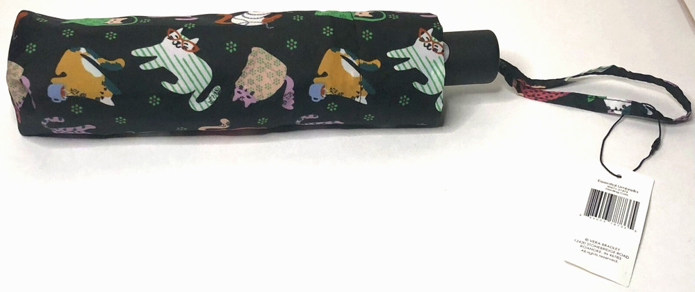 Vera Bradley Essential Umbrella Herding Cat Multi-Colored Black