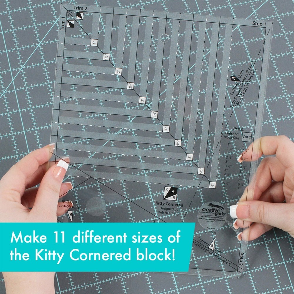 Creative Grids Kitty Cornered Rule CGRDH5 Make 11 different Size Blocks