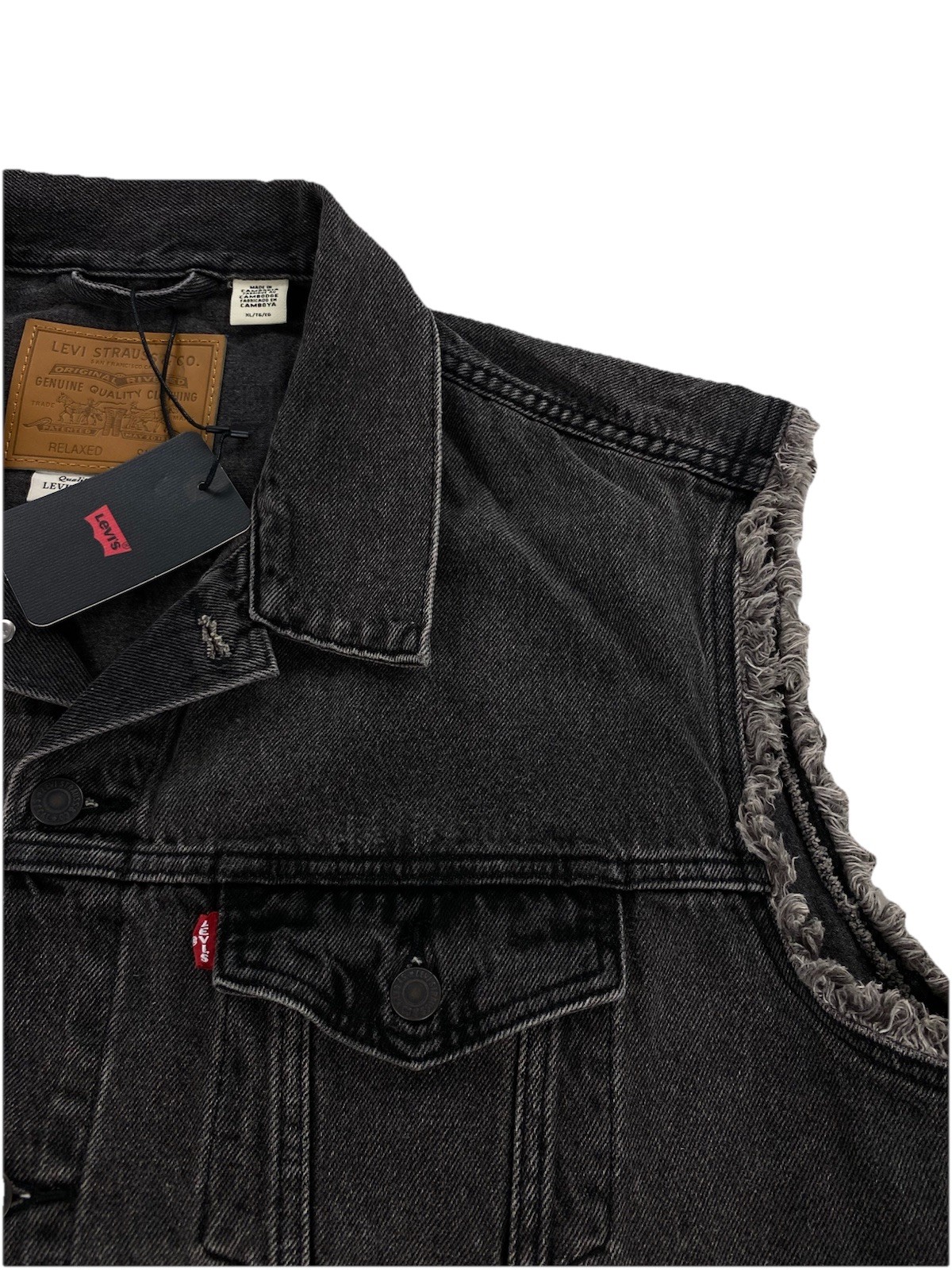 NEW Levi's Strauss Premium Relaxed Fit Denim Trucker Vest Night Owl Black
