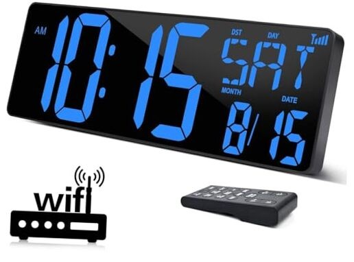 Large Digital Wall Clock WiFi Sync, 16.5 in Large Display Wall Clock Antique