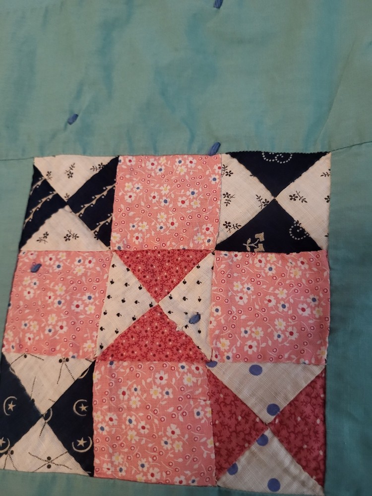 Hand -Tyed Patchwork Quilt Needs Repairs