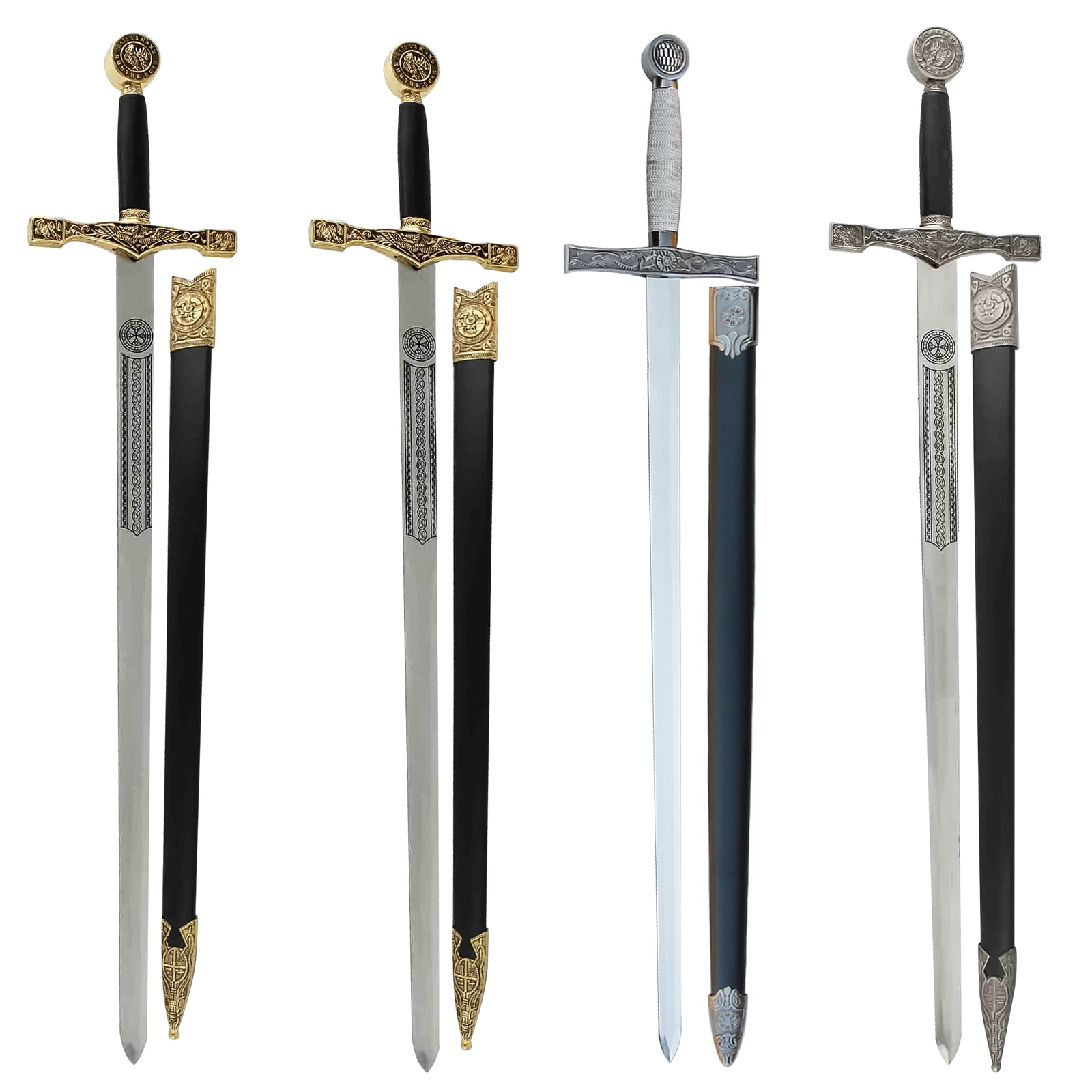 King Arthur Excalibur Longsword - Replica Medieval Knights Sword Gold-Anodized