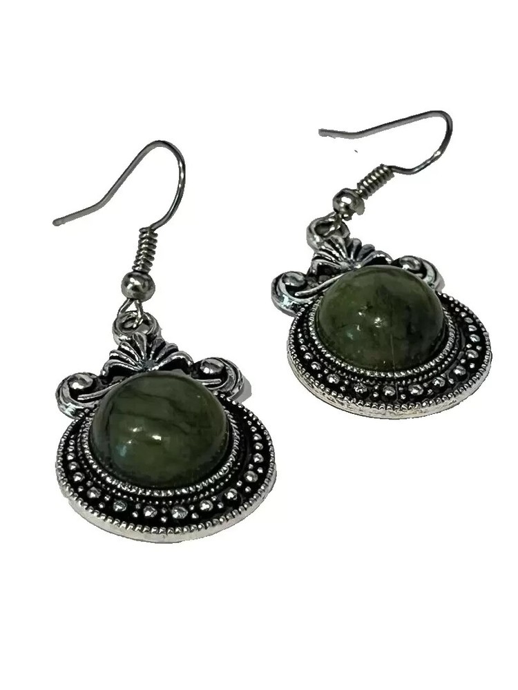 Irish Connemara Marble WIRE HANGING  Earrings #C123