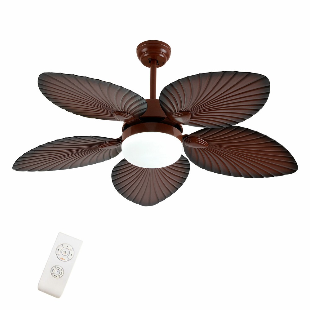 42" Tropical Palm Leaf Shape Ceiling Fan Light with Remote Control 3Color Change
