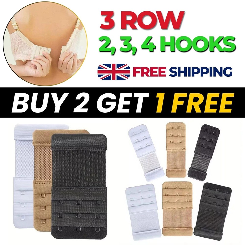 Women's Bra Extender 3 Hook / 2 Hook Bra Extension Strap Soft & Comfortable 3pcs
