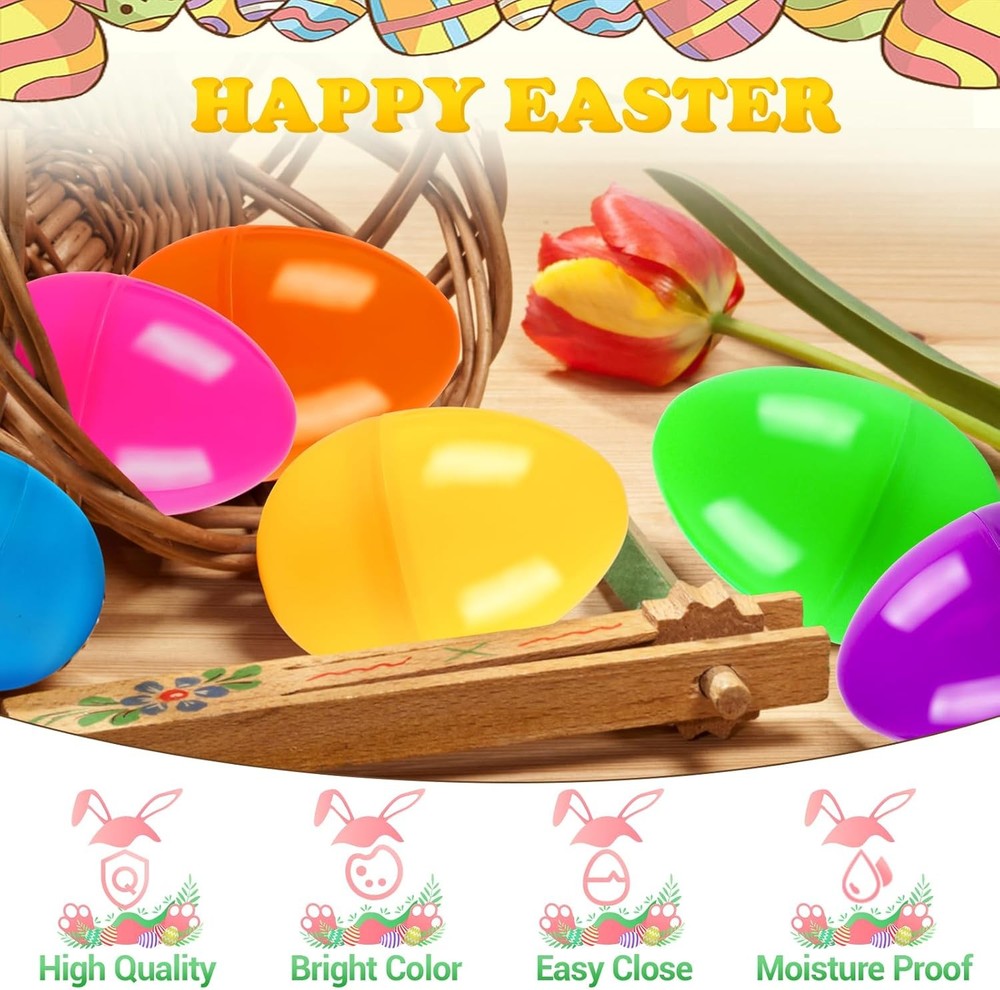 ROSAUI 3.5” Fillable Easter Eggs, 36Pcs Empty Plastic Eggs - Holiday Surprises