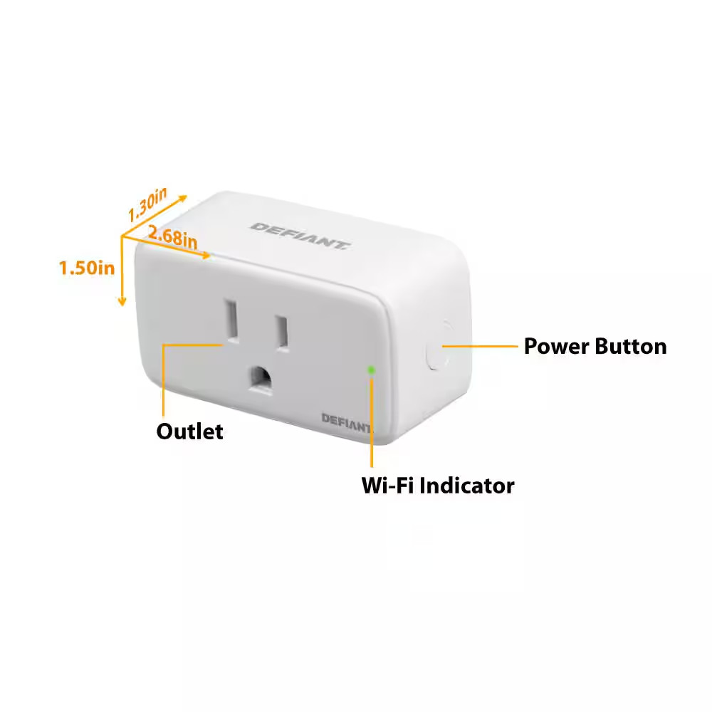15 Amp 120-Volt Indoor Smart Plug and Timer Wi-Fi Bluetooth Single Outlet Powere