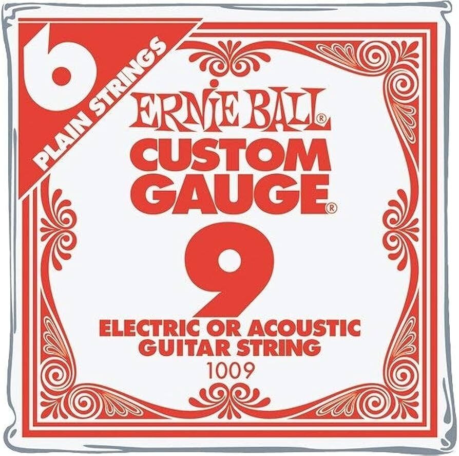 **6 PACK ERNIE BALL .009 SINGLE PLAIN STEEL GUITAR STRINGS **