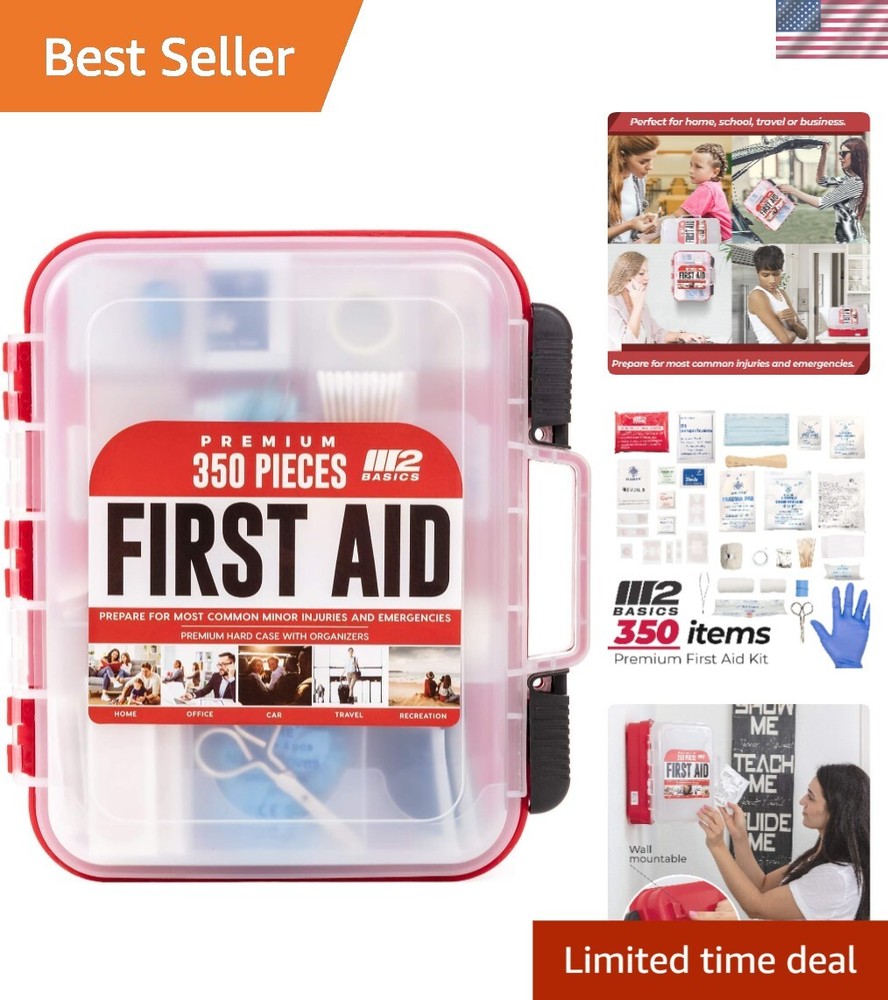 350 Piece Professional First Aid Kit | Wall Mountable, Durable & Comprehensive