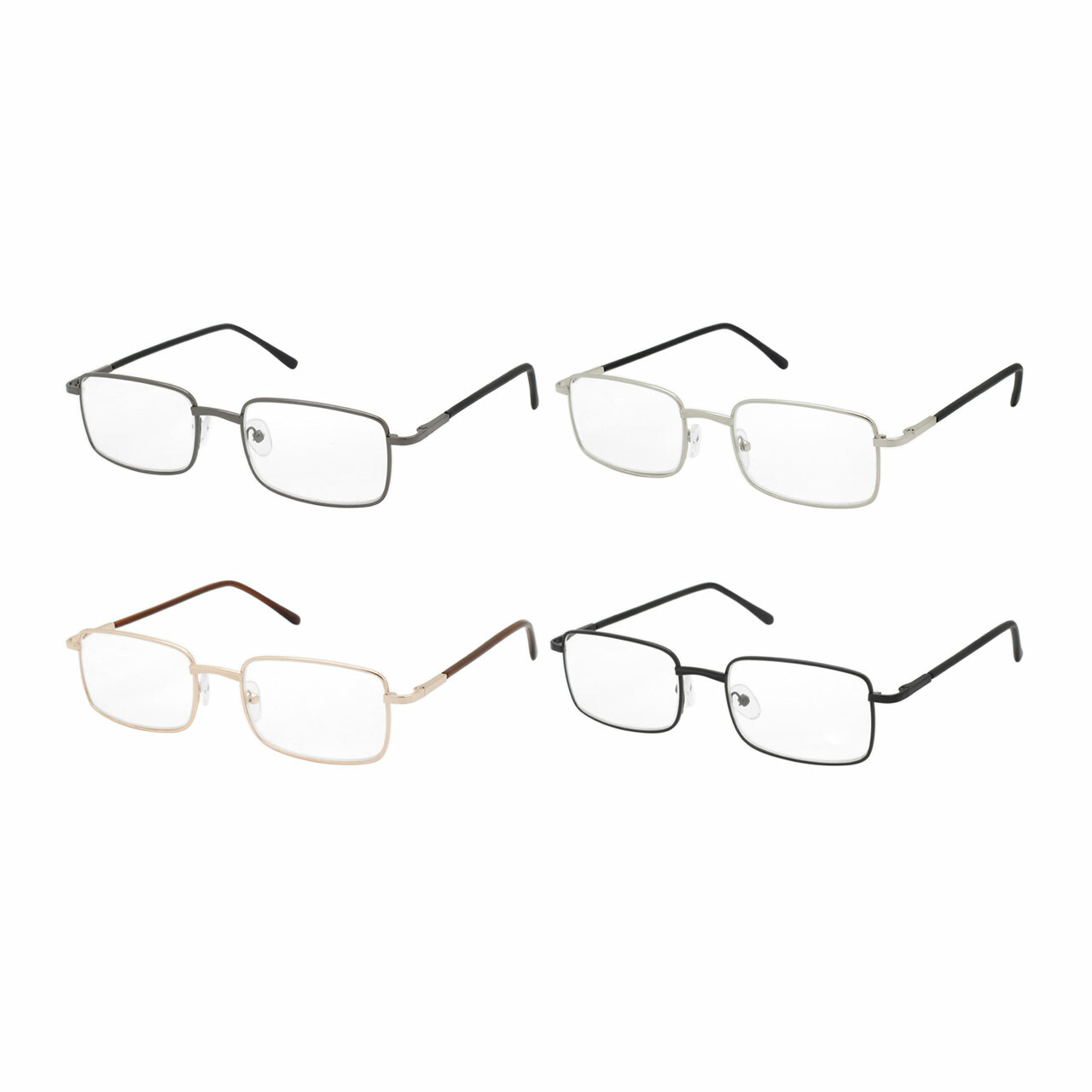 Reading Glasses Mens Womens 12 Pack Spring Hinge Square Metal Frame Wholesale