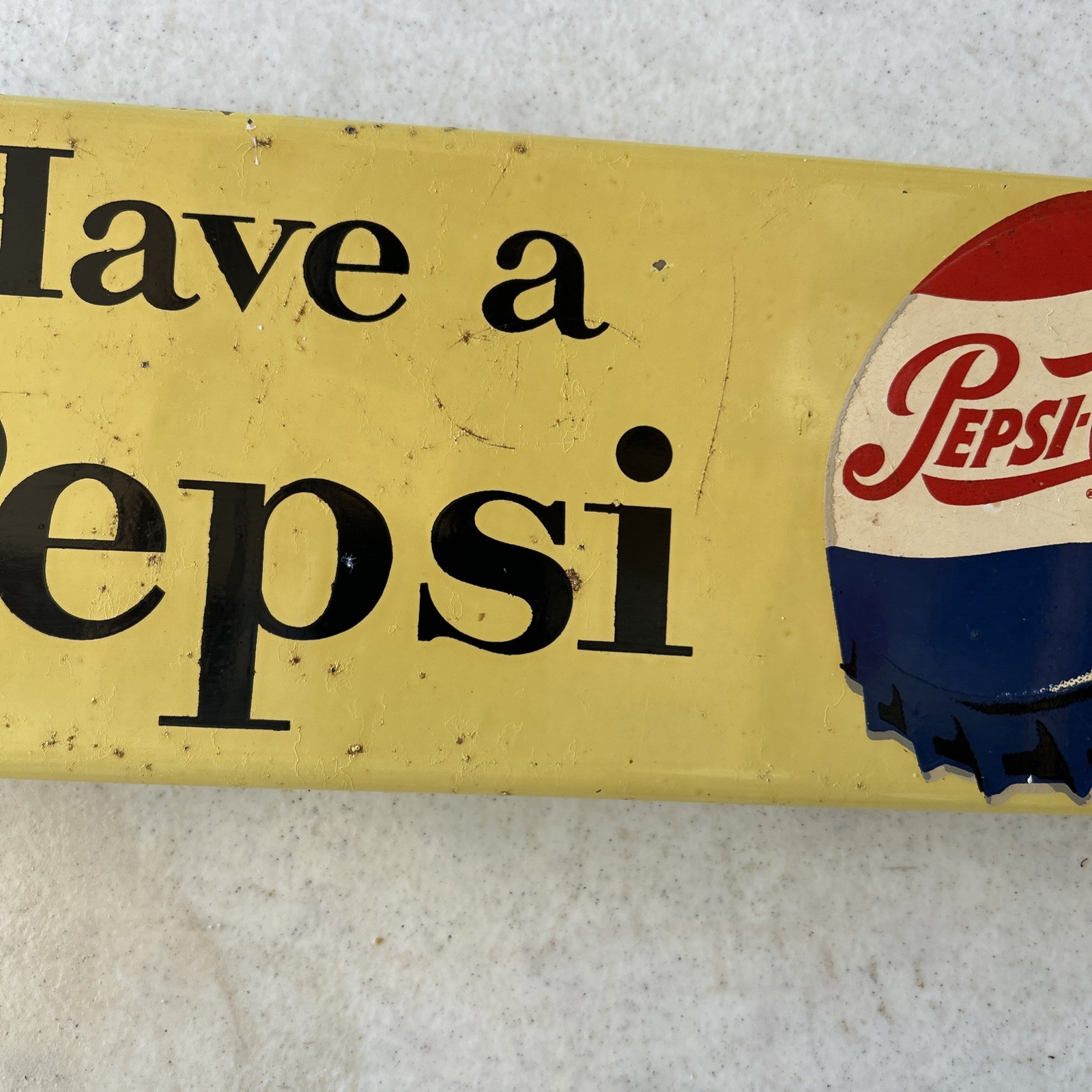 Vintage Have A Pepsi-Cola" Advertising Soda Screen Door Pull Push Bar Expandable