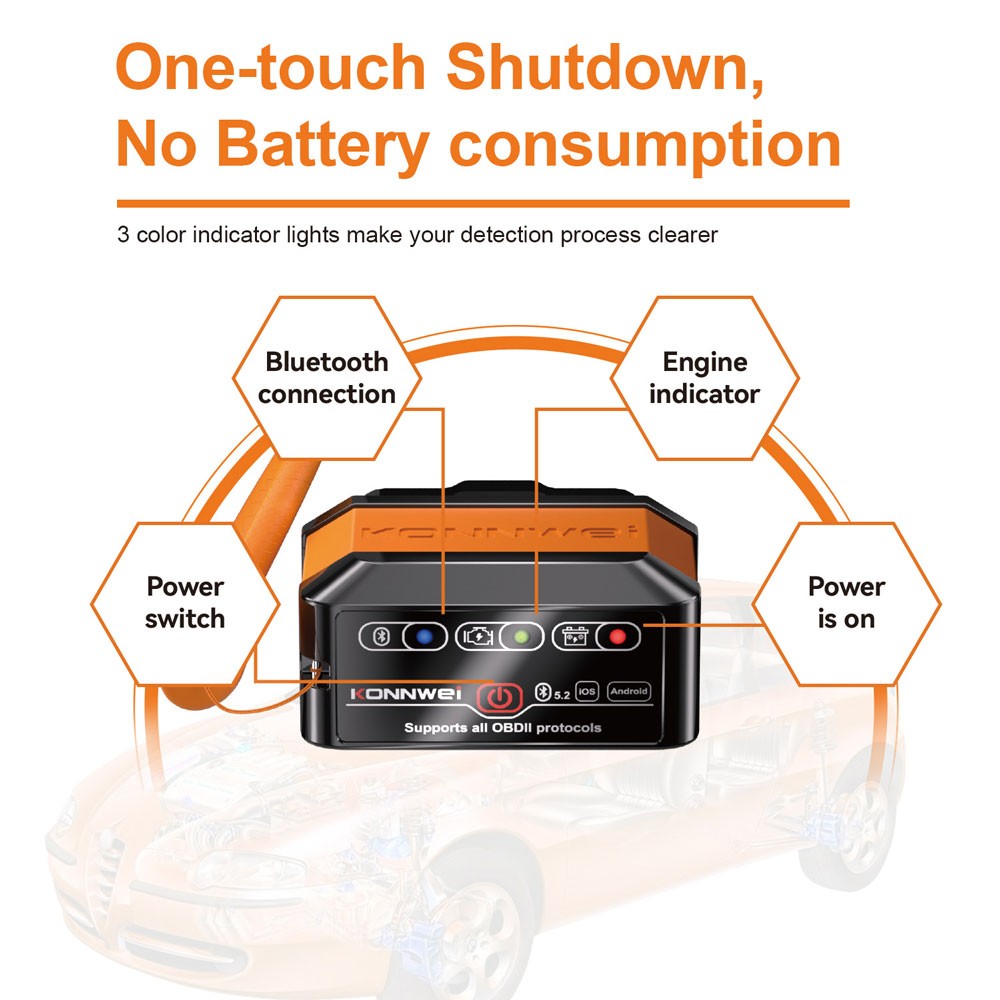 ELM327 Bluetooth OBD2 Code Reader Car Diagnostic Scanner for Android and iOS