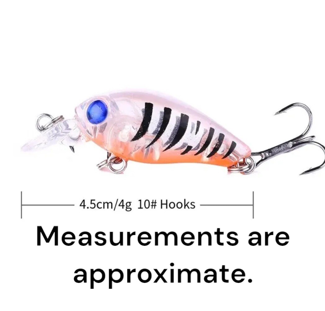 8pcs 4.5cm/4g Minnow Crankbaits Fishing Lures Tackle Hard Bait W/2 Treble Hooks