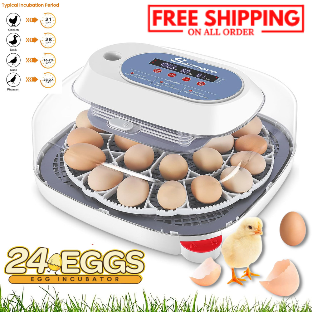 24 Eggs Incubators w/Automatic Egg Turning Temperature Control&Humidity Display⭐